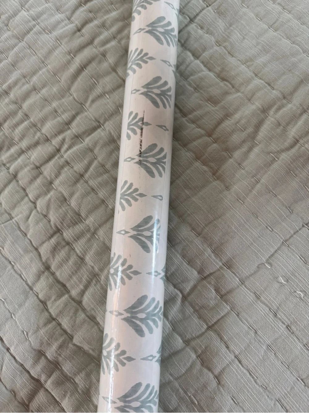 York French Scallop Wallpaper Rolls - Light Sage on White X2 Double Rolls